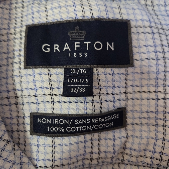 Grafton Classic Blue Plaid Men's Shirt Size 17 - Picture 5 of 6